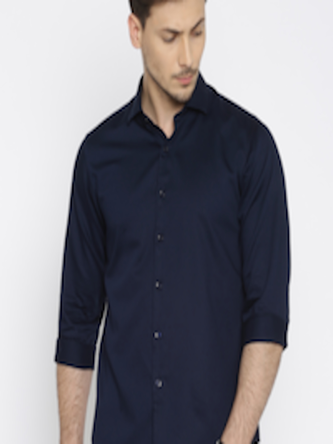 Buy Wills Lifestyle Men NavyBlue Slim Fit Solid Formal Shirt - Shirts ...
