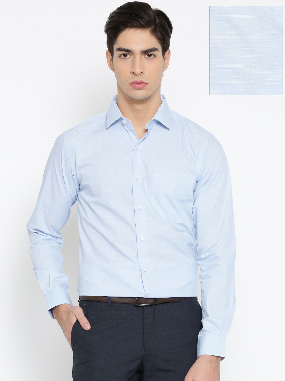 Buy Wills Lifestyle Men Blue Slim Fit Solid Formal Shirt Shirts for
