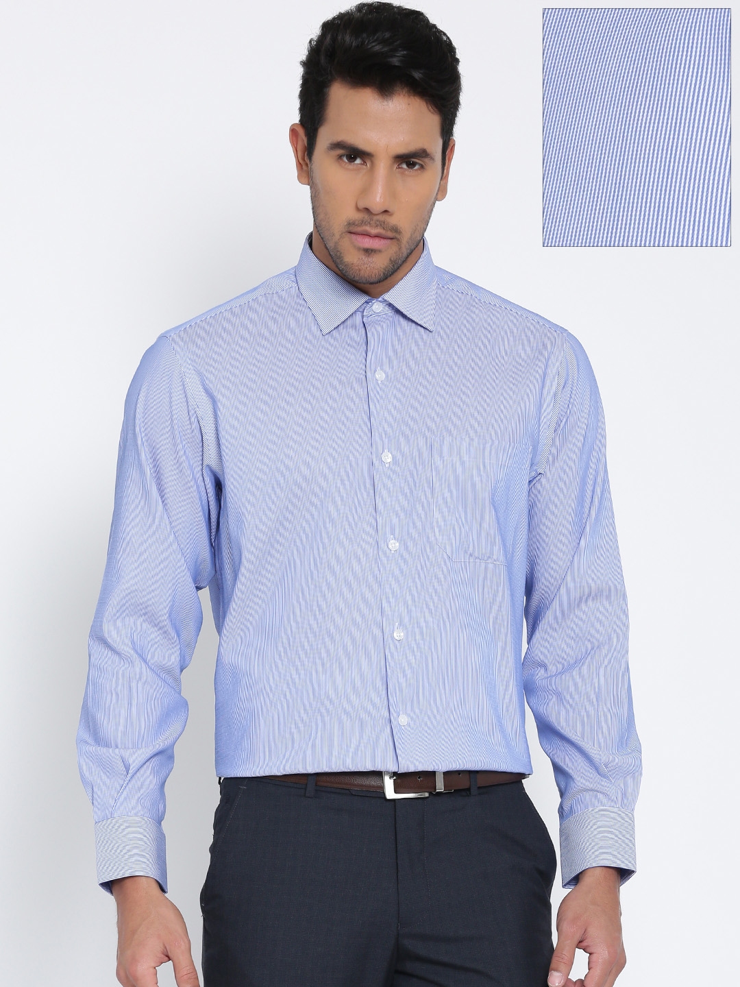 Buy Wills Lifestyle Men Blue Striped Formal Shirt - Shirts for Men ...