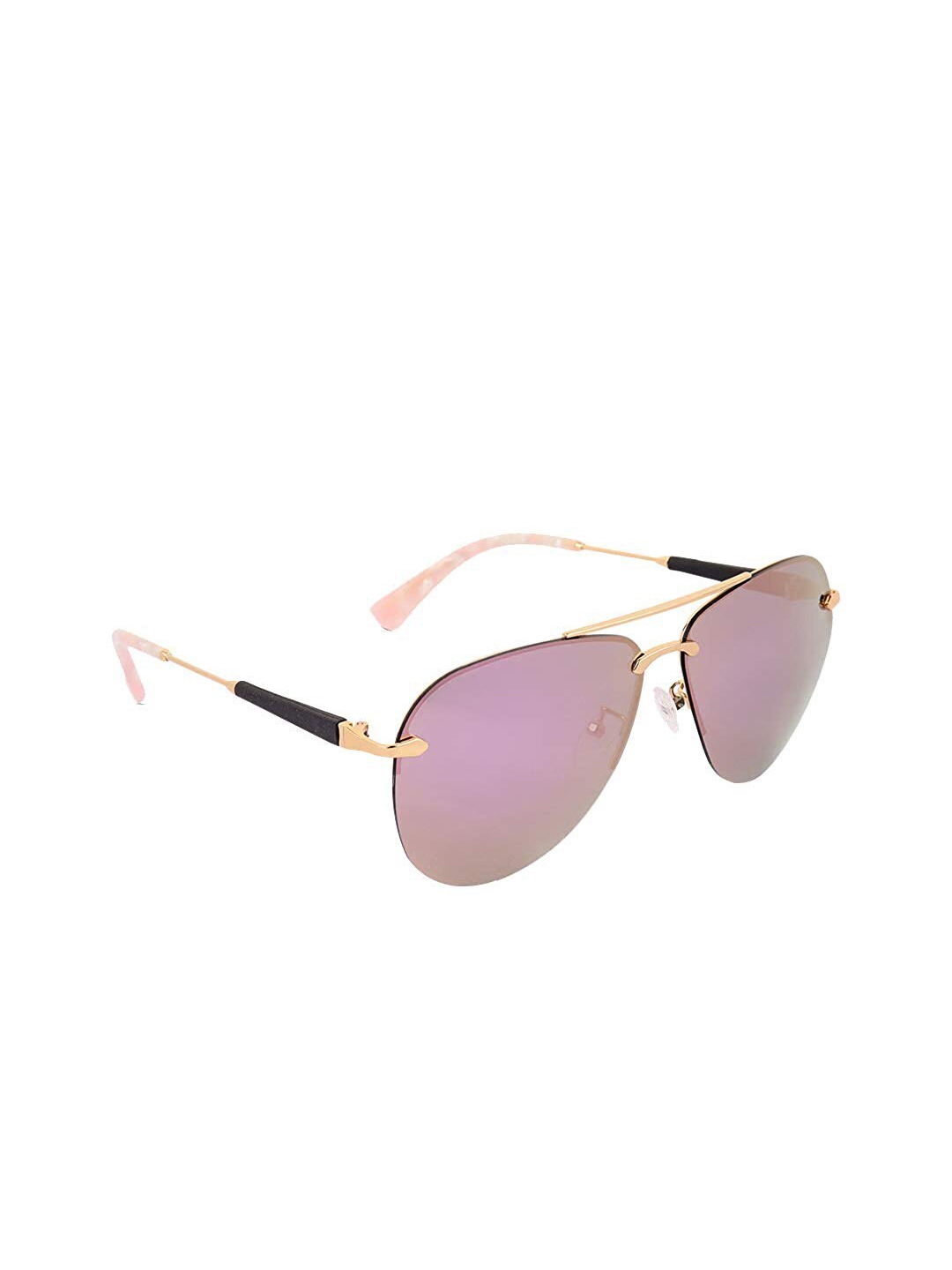 Buy Marc Louis Unisex Purple Lens And Gold Toned Aviator Sunglasses With Uv Protected Lens 