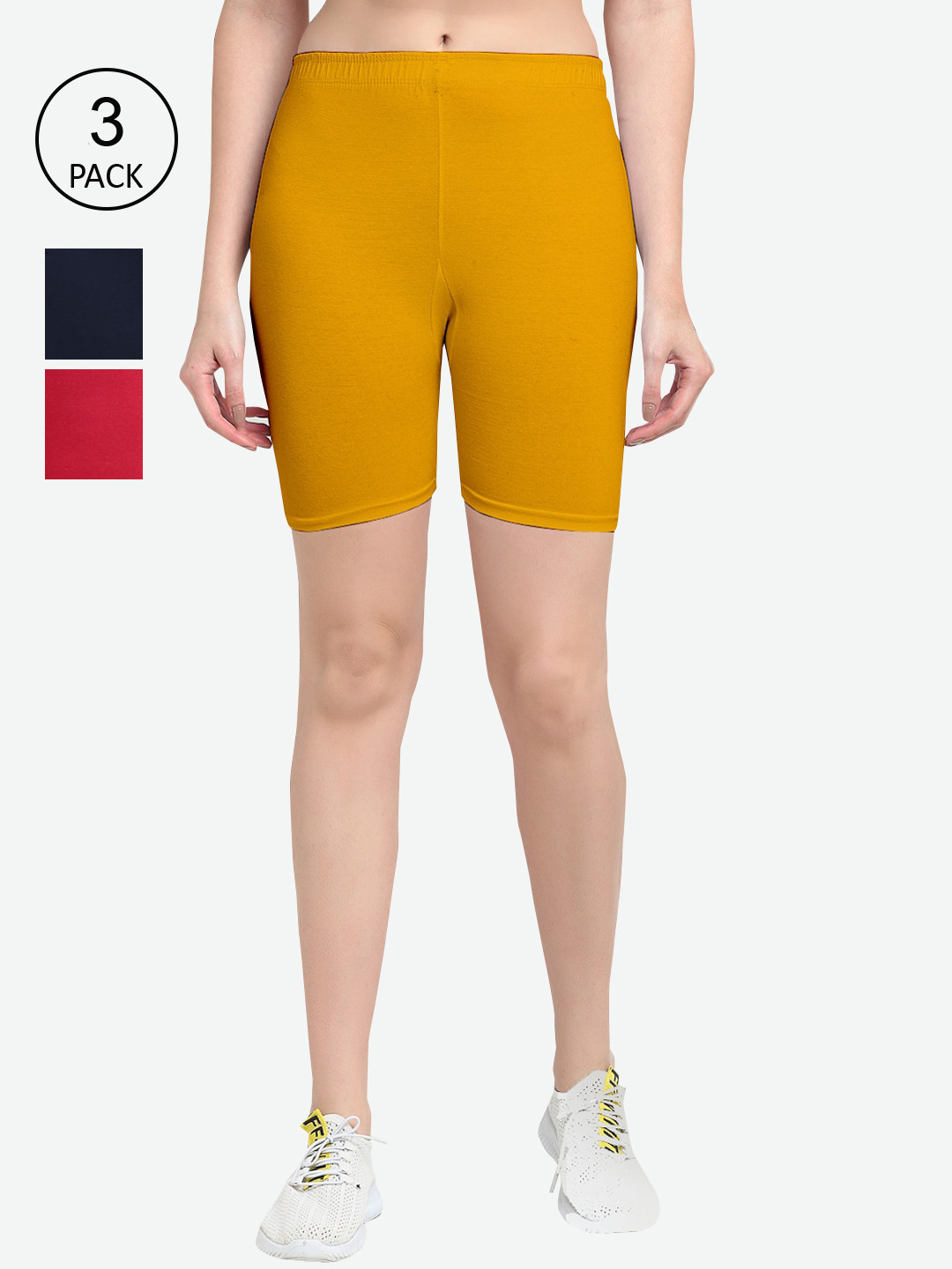 Buy GRACIT Women Pack Of 3 Cotton Biker Shorts Shorts for Women
