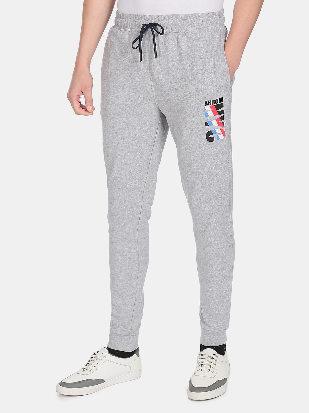 Buy Arrow Sport Men Grey Solid Straight Fit Joggers - Track Pants for ...