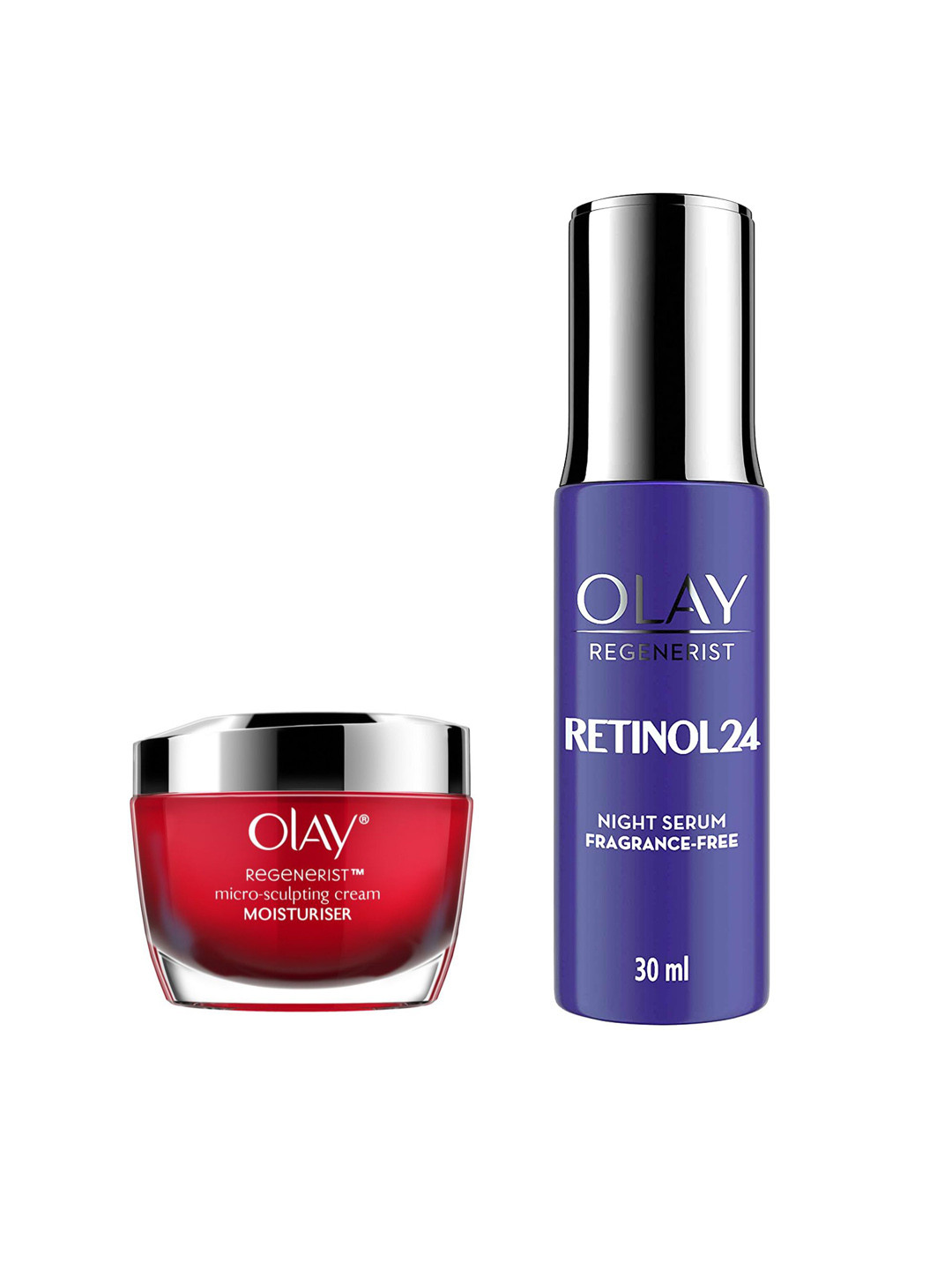 Buy Olay Set Of Face Serum & Micro Sculpting Cream Serum And Gel for