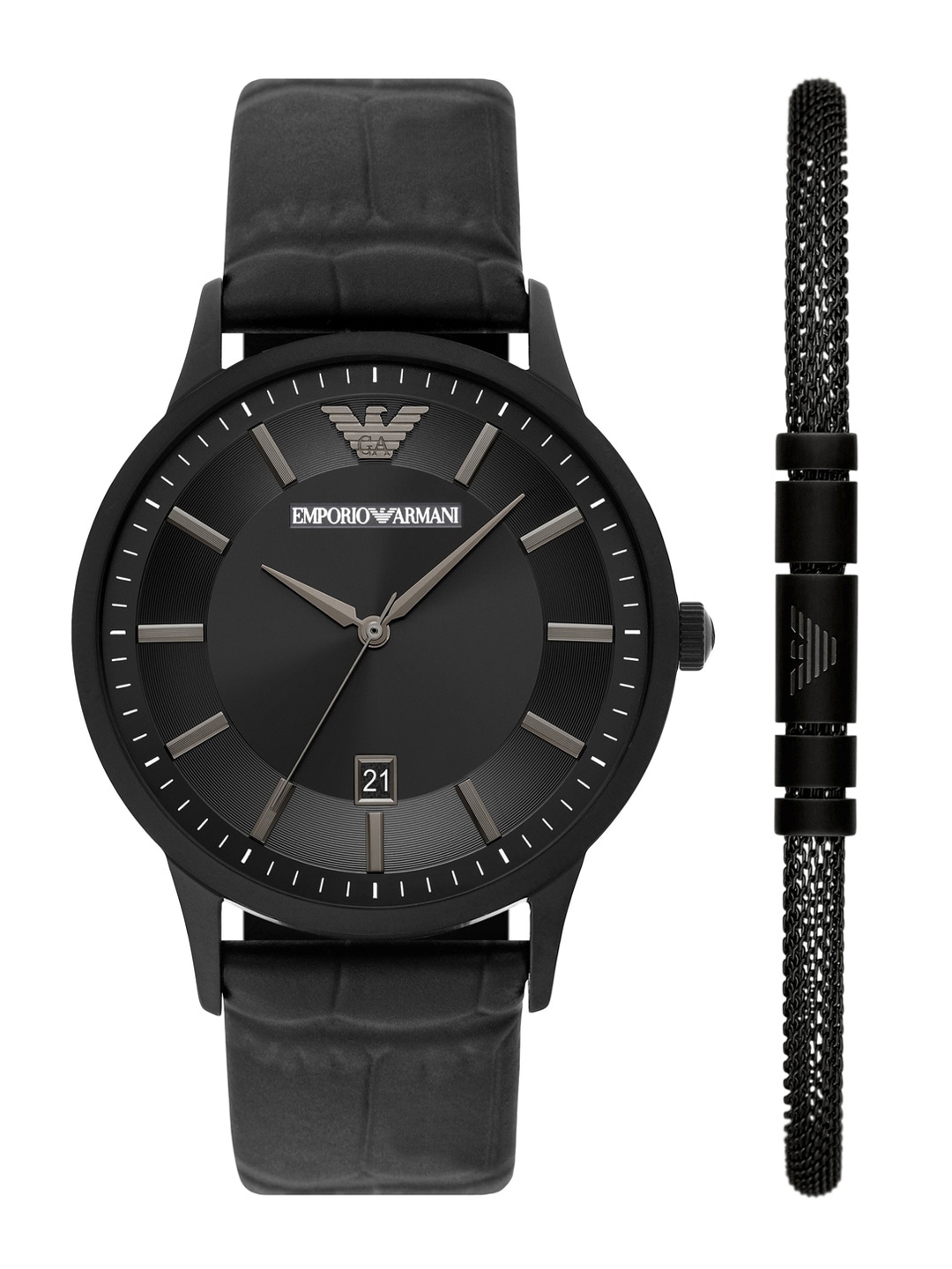 Buy Emporio Armani Men Black Leather Straps Analogue Watch With ...