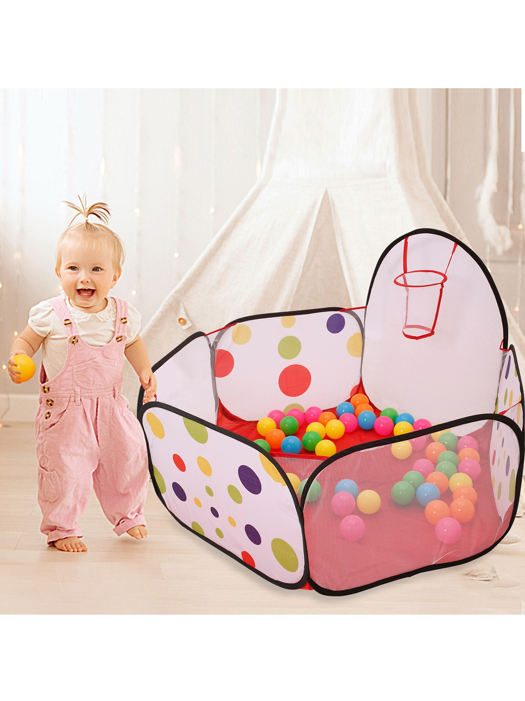 Buy Baby Moo Kids Red & White Extra Large Foldable 100 Ball Pit Tent