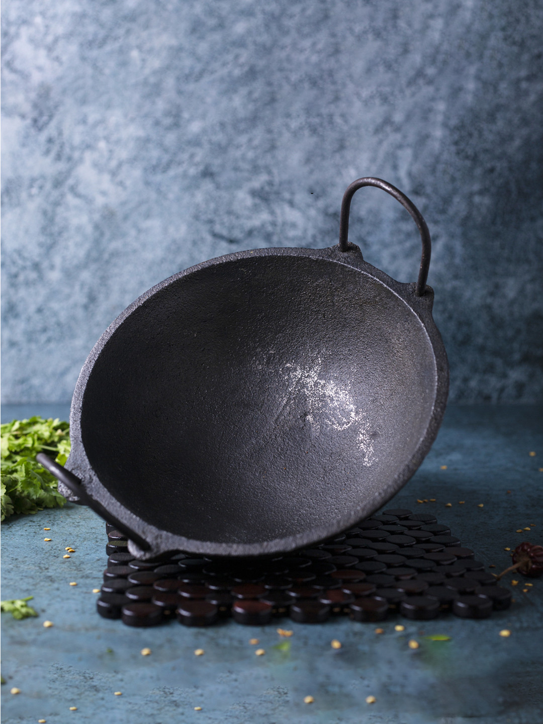 Buy The Indus Valley Black Pre Seasoned Cast Iron Kadai/Kadhai For