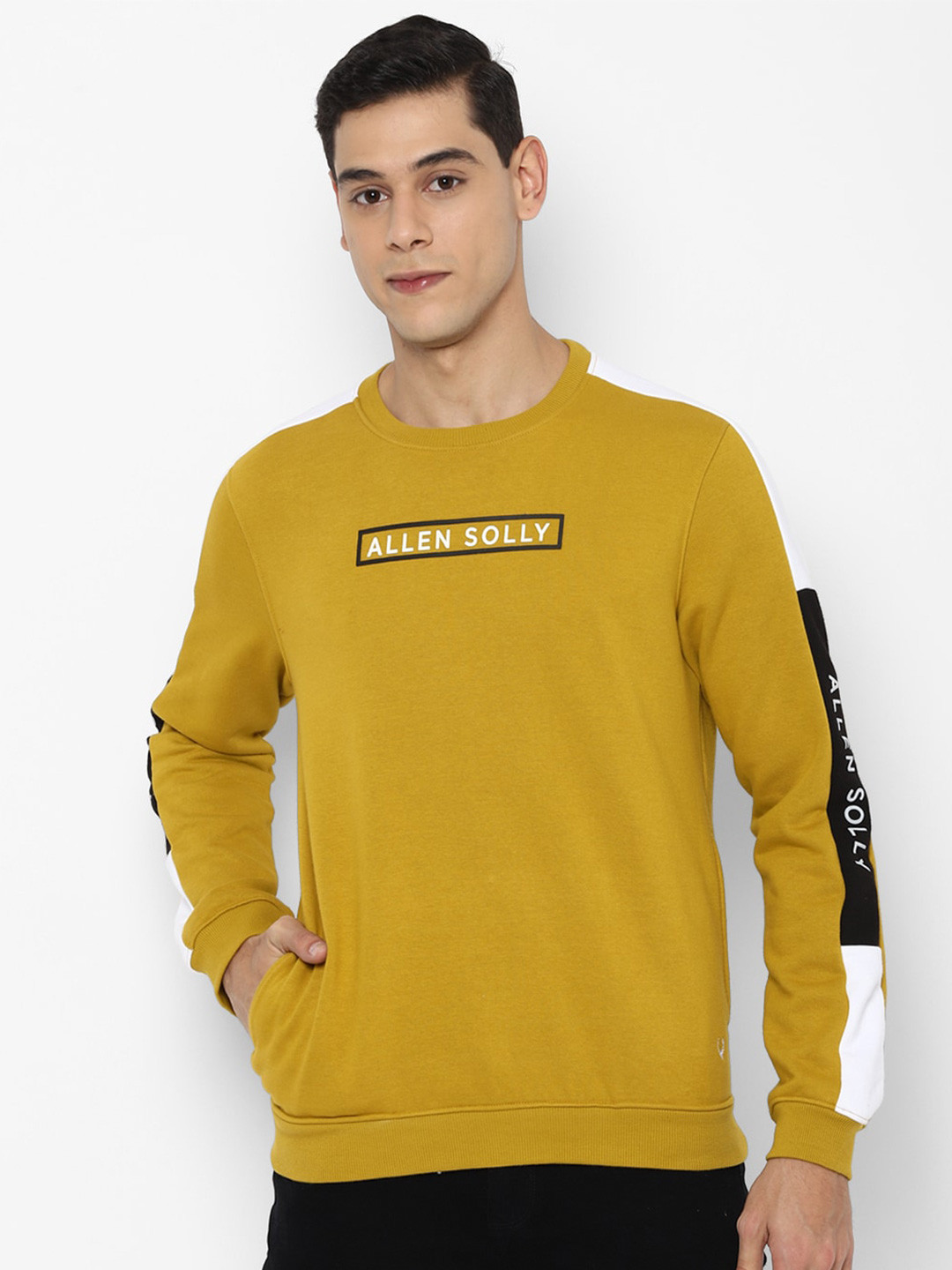 Buy Allen Solly Men Yellow Printed Sweatshirt Sweatshirts for Men