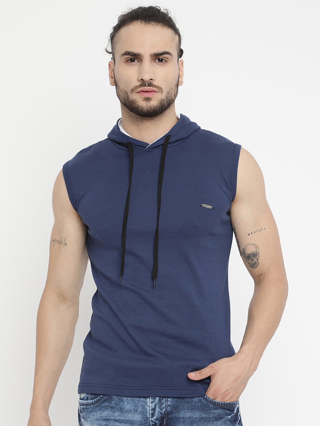 Buy V2 Value & Variety Men Navy Blue Sleeveless T Shirt - Tshirts for ...