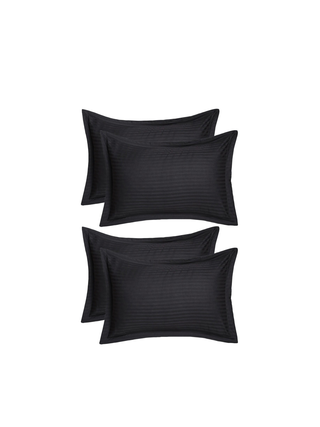 Buy Kuber Industries Set Of 4 Black Solid Cotton Pillow Covers Pillow