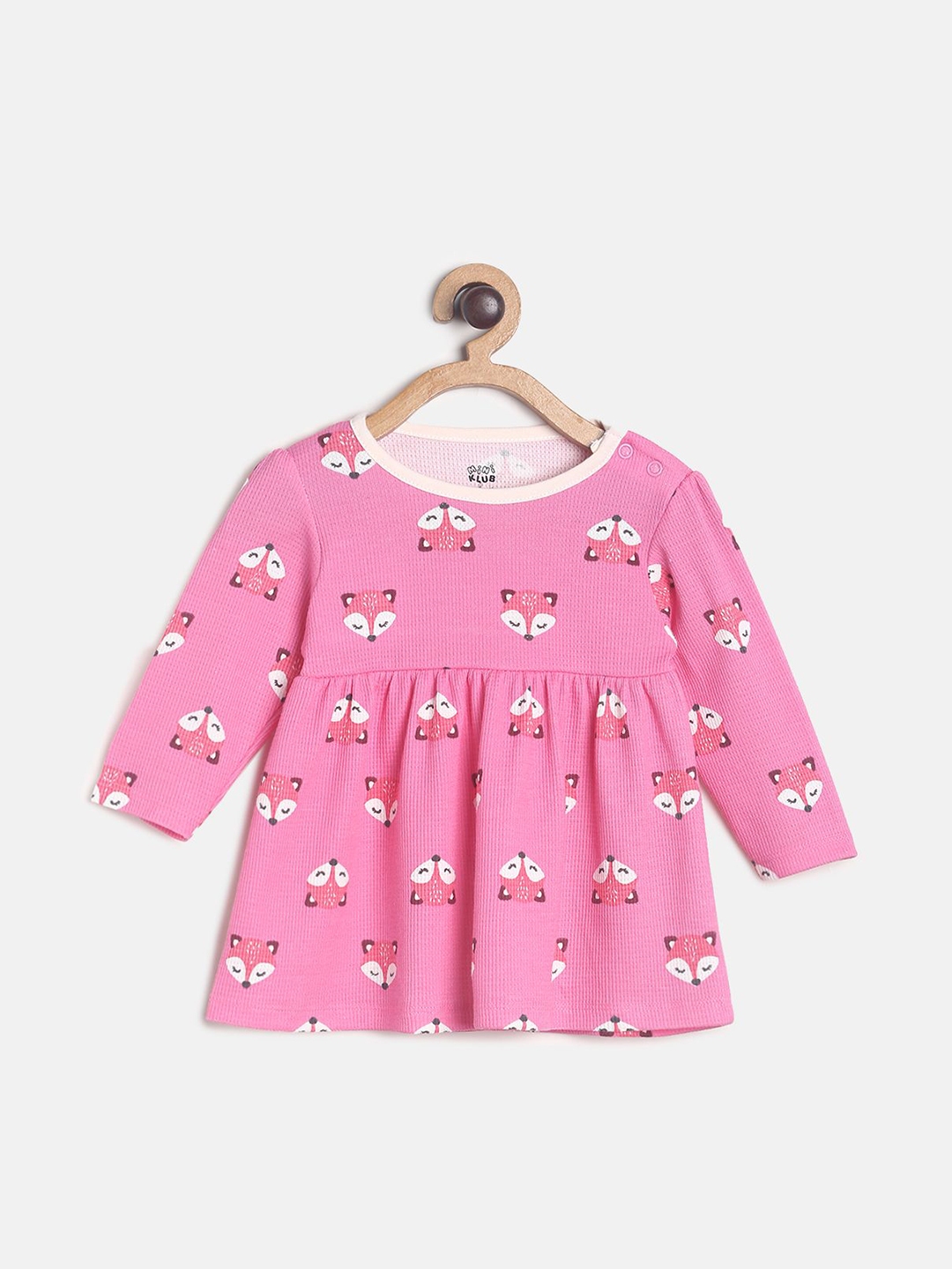 Buy MINI KLUB Girls Pink Printed A Line Cotton Dress Dresses For buy-mini-klub-girls-pink-printed-a-line-cotton-dress-dresses-for