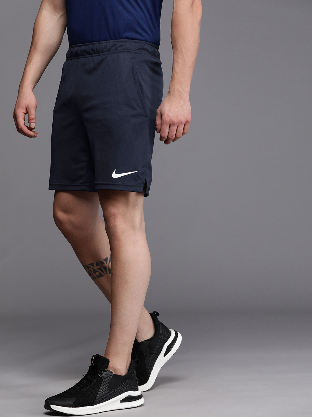 Buy Nike Men Navy Blue Solid Dri FIT EPIC KNIT 8IN Sports Shorts