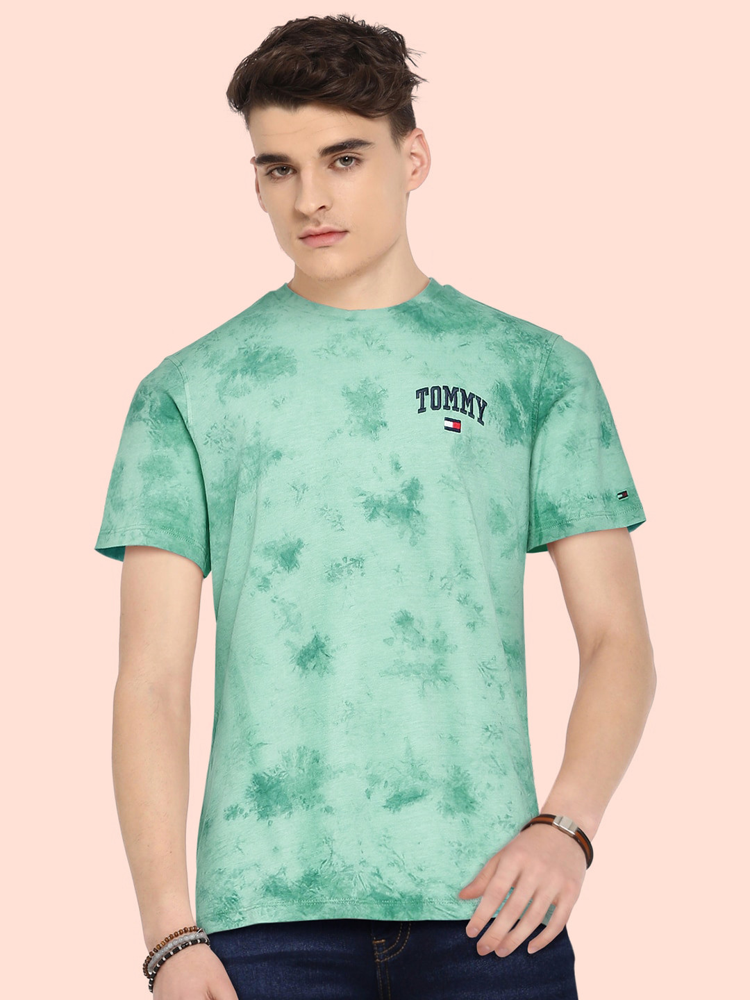 Buy Tommy Hilfiger Boys Sea Green Tie & Dye Round Neck Organic Cotton