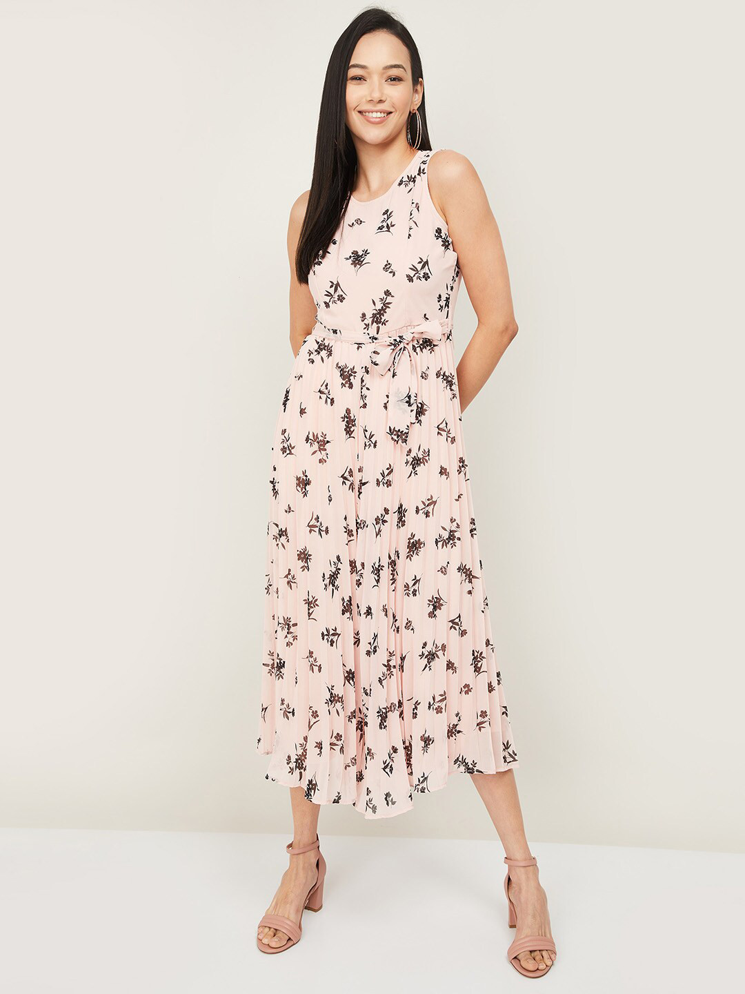 Buy CODE By Lifestyle Pink & Green Floral Printed Accordion Pleated A