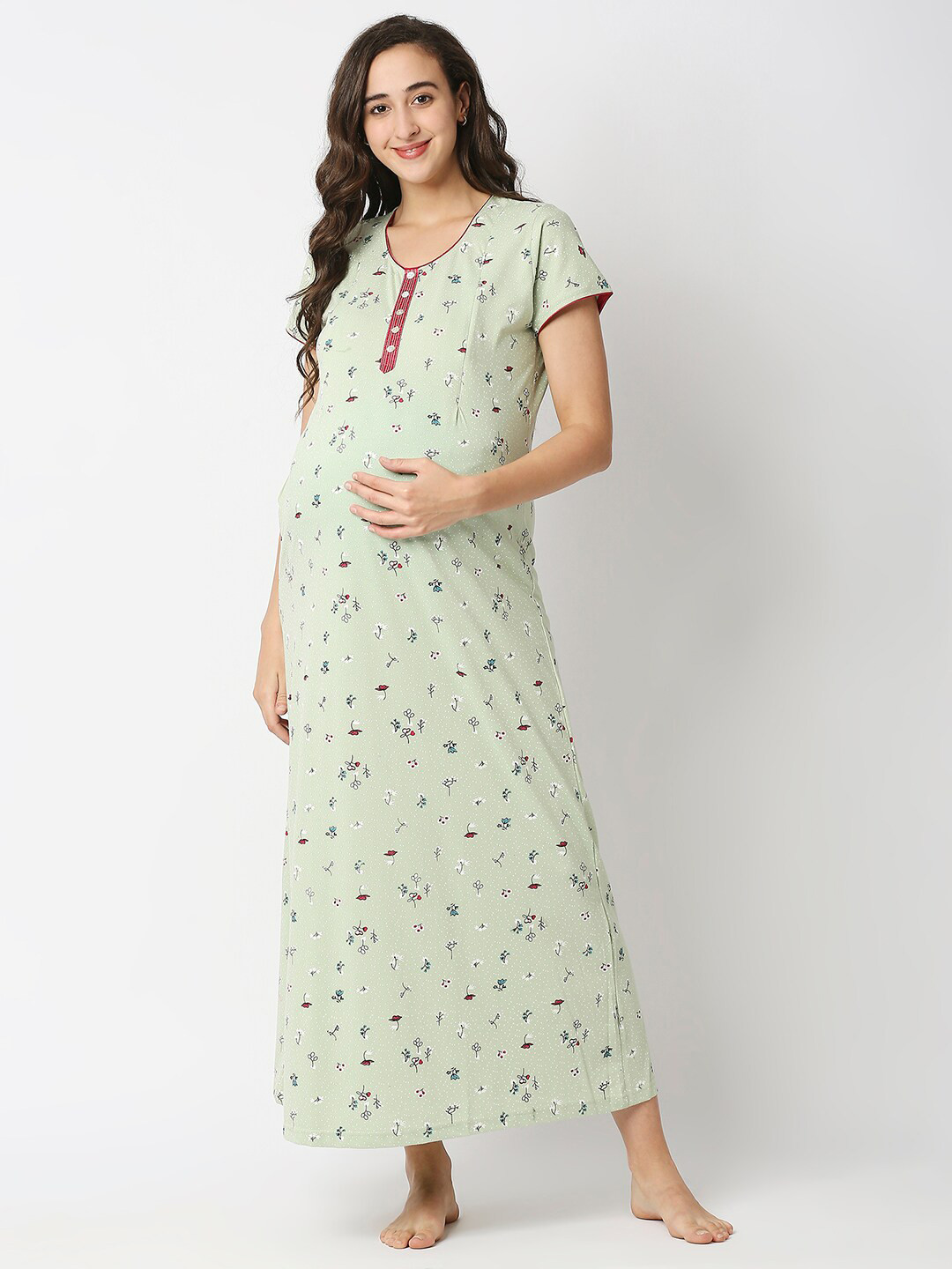 Buy MeeMee Green Floral Maternity Maxi Dress Dresses for Women
