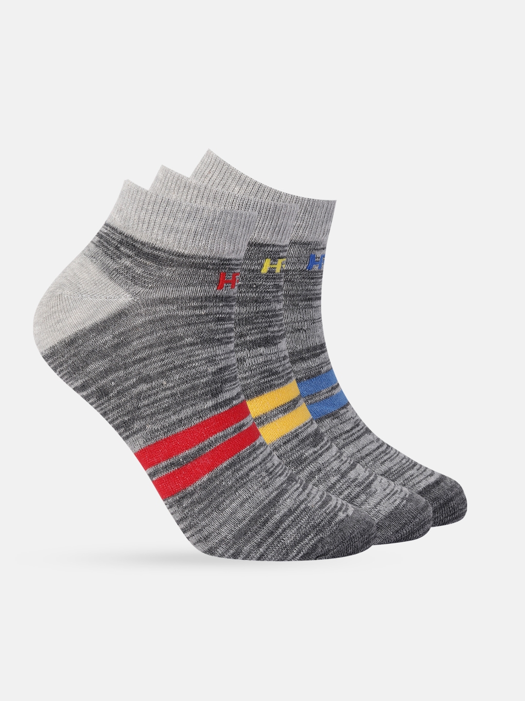 Buy HRX By Hrithik Roshan Men Grey Pack Of 3 Ankle Length Socks - Socks ...