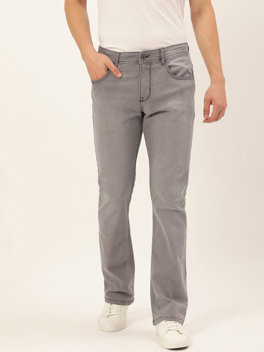 grey bootcut jeans
