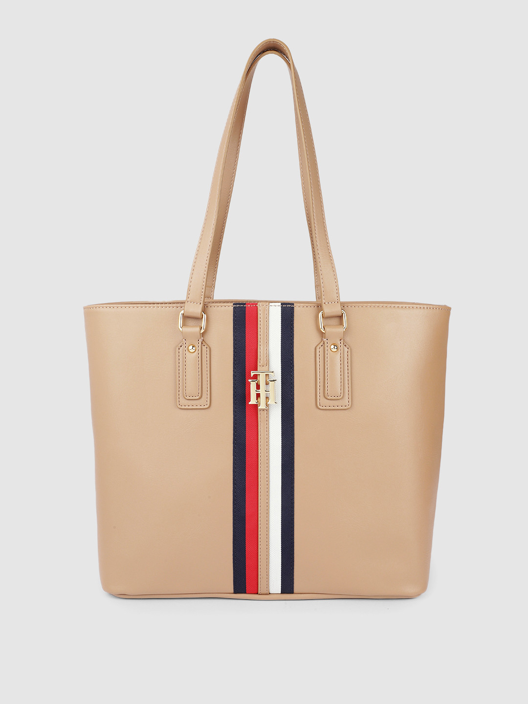 Buy Tommy Hilfiger Brown Solid Oversized Structured Shoulder Bag