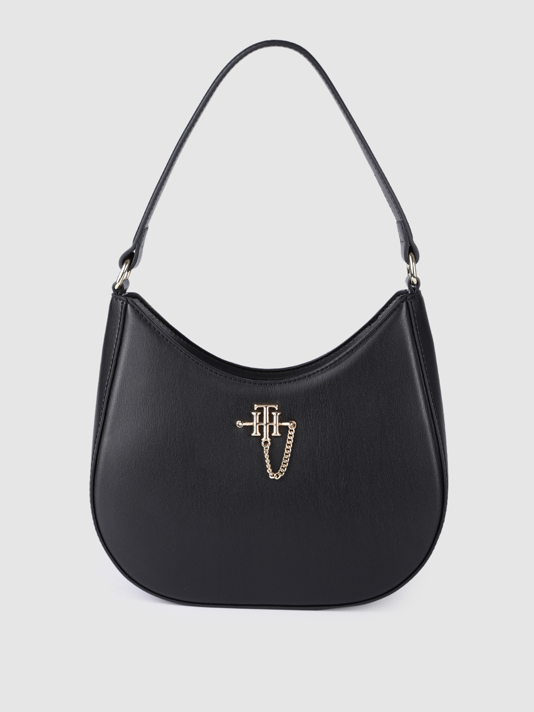 Buy Tommy Hilfiger Black Solid Hobo Bag Handbags for Women 16546988