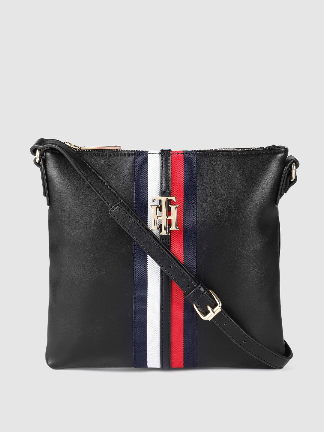 Buy Tommy Hilfiger Black Solid Sling Bag Handbags for Women 16547152