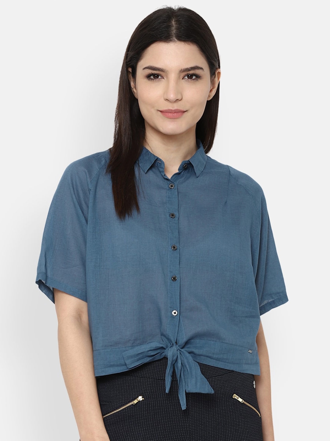 Buy Allen Solly Woman Women Blue Casual Shirt - Shirts for Women ...