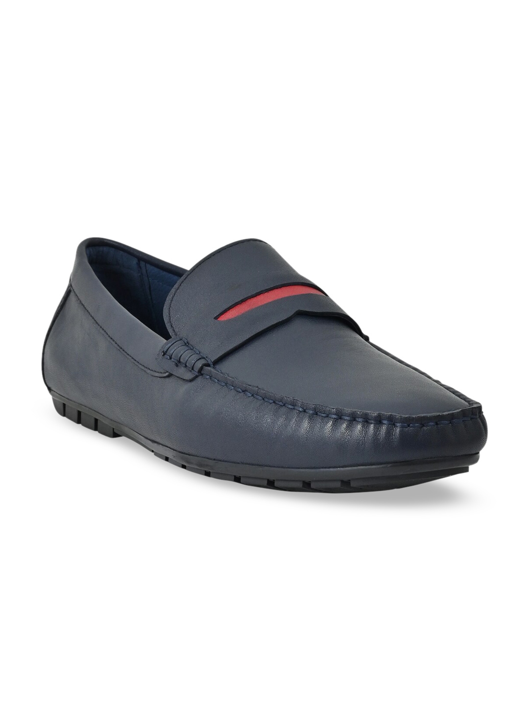 Buy Cobblerz Men Navy Blue Leather Loafers - Casual Shoes for Men ...
