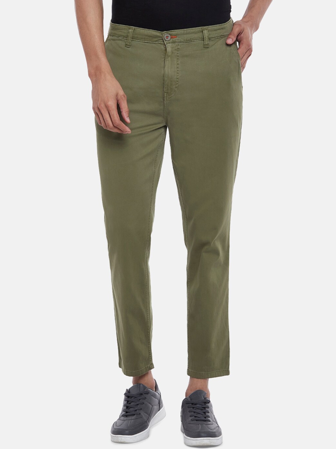 Buy Urban Ranger By Pantaloons Men Olive Green Slim Fit Pure Cotton ...