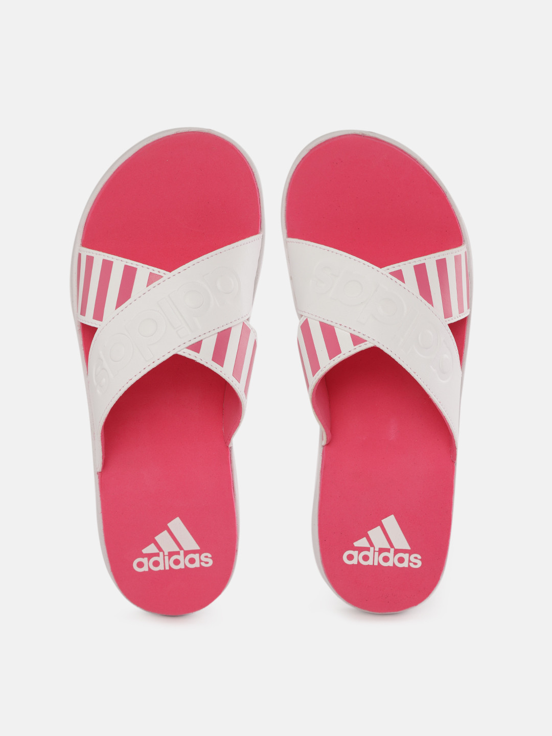 Buy ADIDAS Women White & Pink Distincto Striped Slip On - Flip Flops for Women 16557940 | Myntra