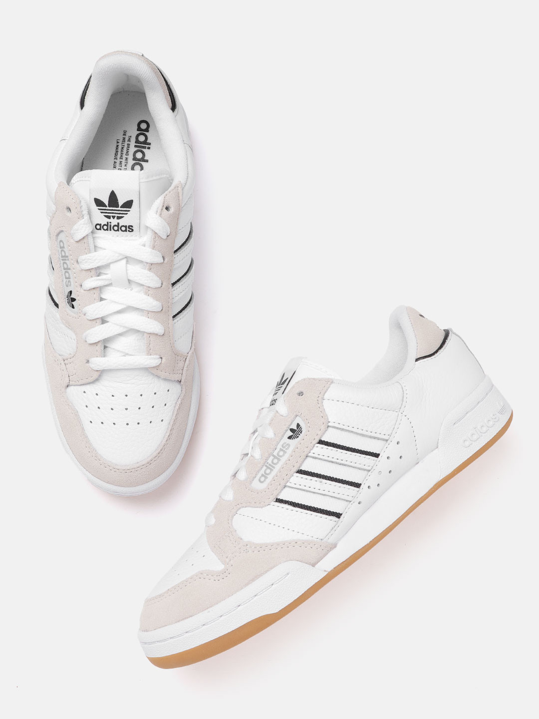 Buy ADIDAS Originals Unisex White & Beige Leather Solid Continental 80