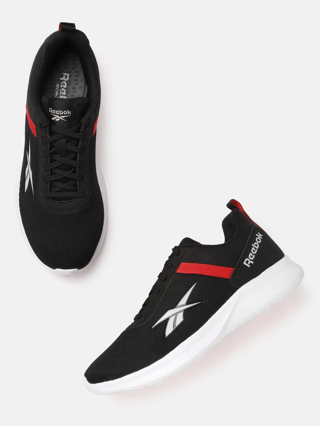 reebok men emergo runner running sports shoes black