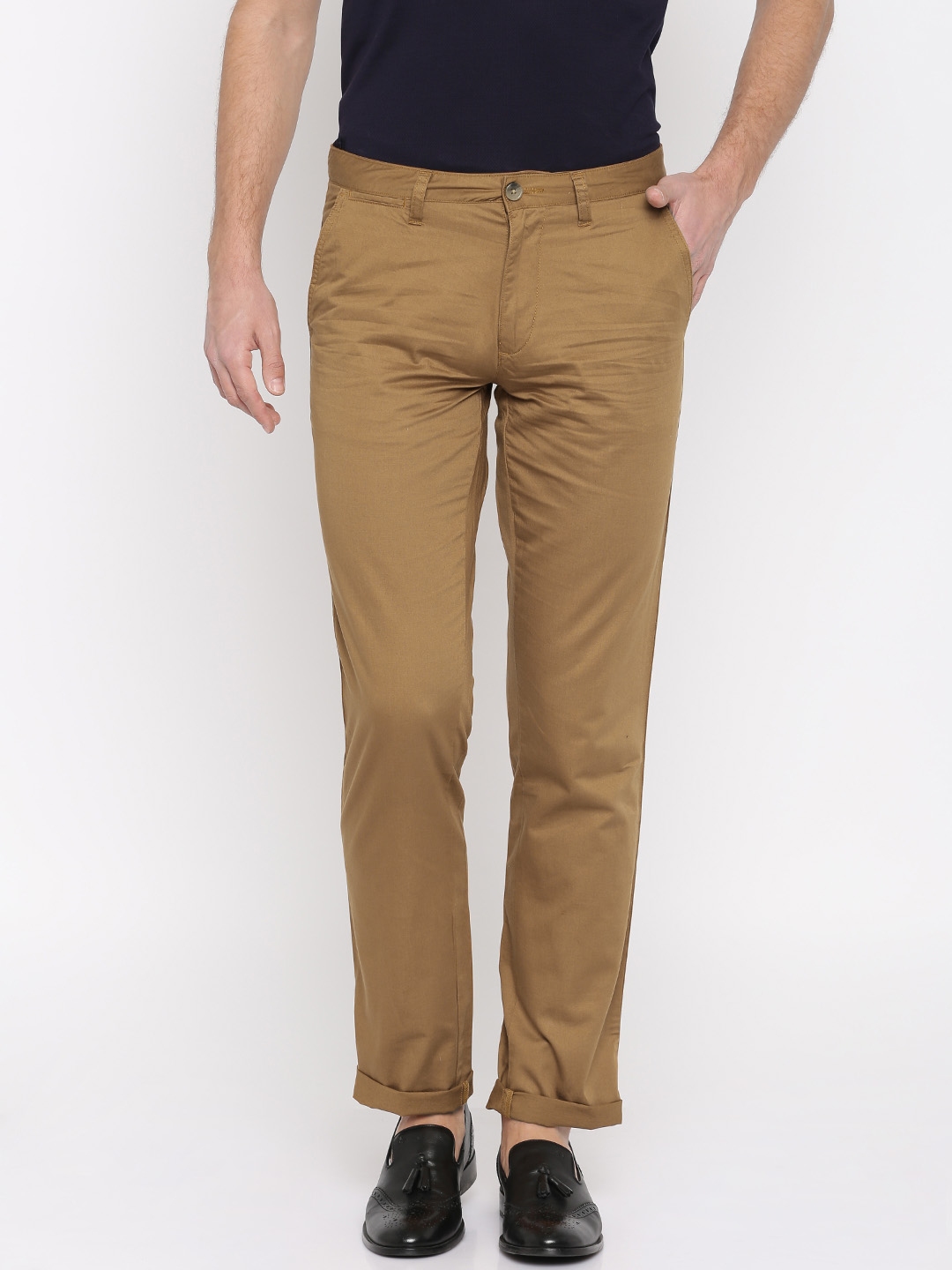 Buy Urban Nomad Men Brown Solid Slim Fit Chino Trousers - Trousers for ...