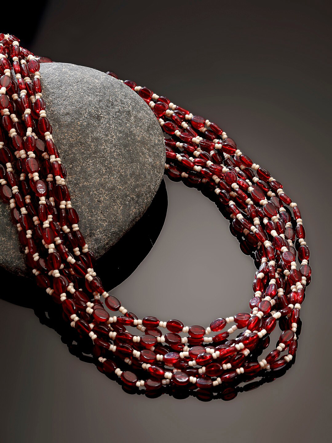 Buy DUGRISTYLE Women Red & White Beads Beaded Multi Layered Necklace Necklace And Chains for