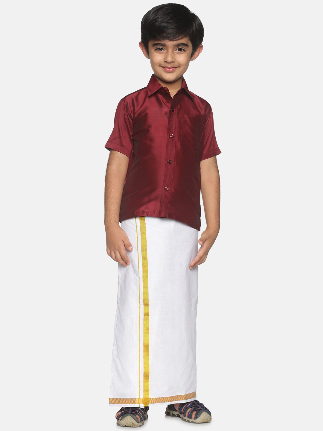 Buy Sethukrishna Boys Maroon Shirt And Veshti Set Clothing Set for Boys 16565750 Myntra
