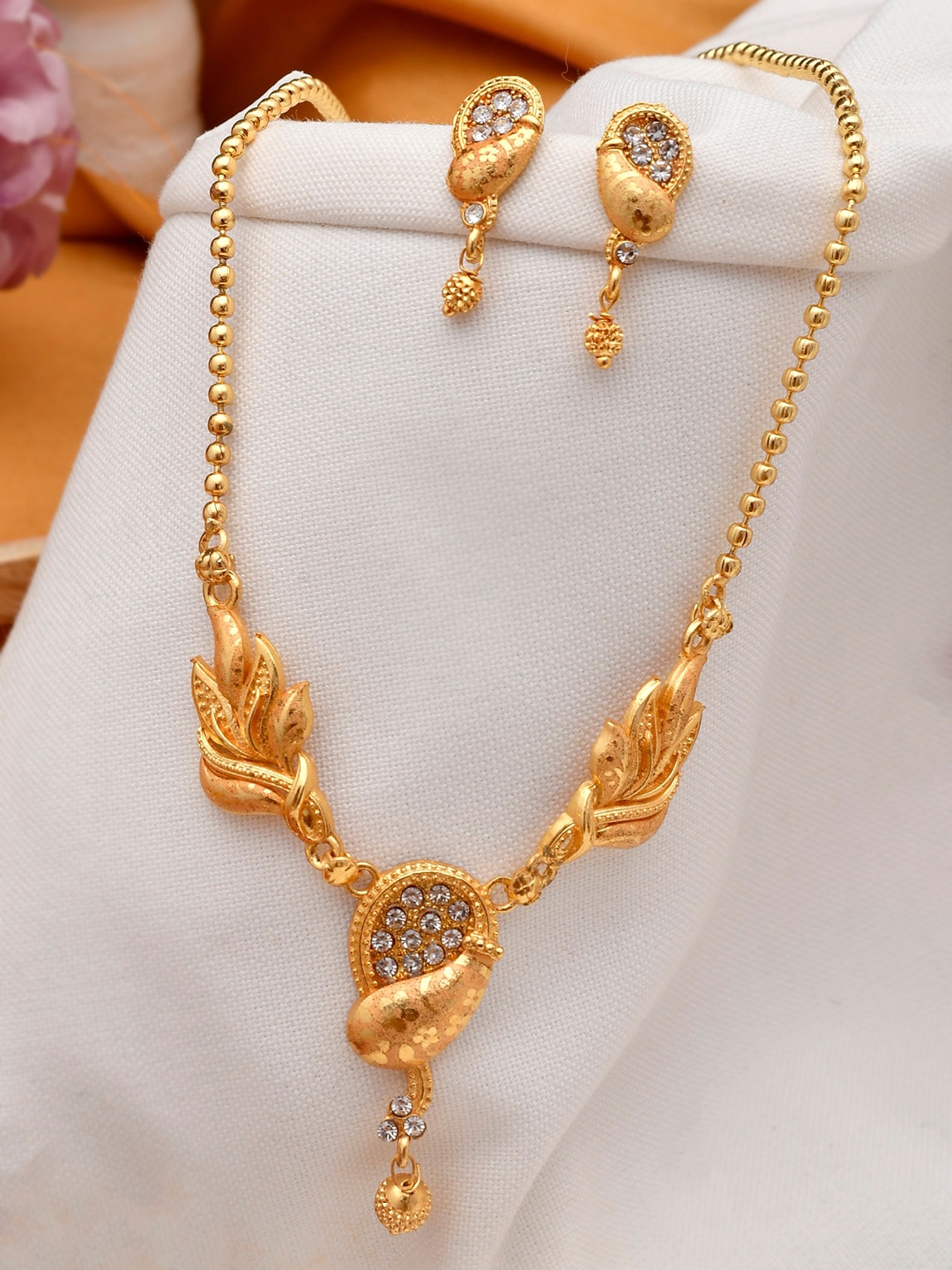 Buy Silvermerc Designs Gold Plated White Leaf Jewellery Set - Jewellery 