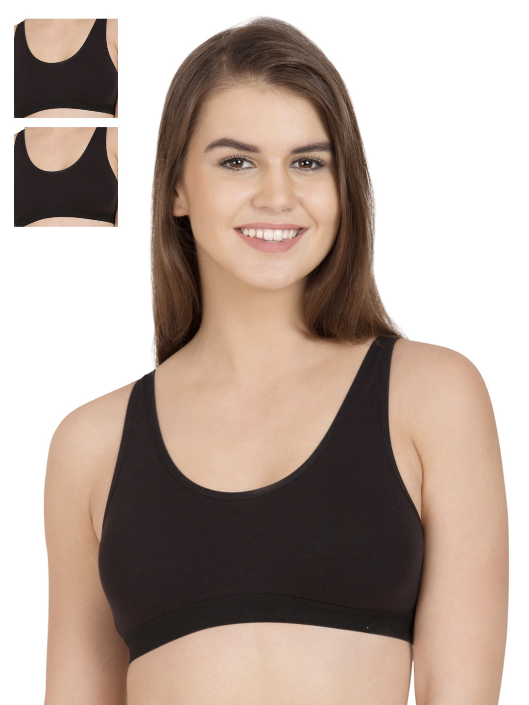 Buy Tweens Pack Of 3 Black Sports Bras TW277 Bra for Women 1657210 Myntra