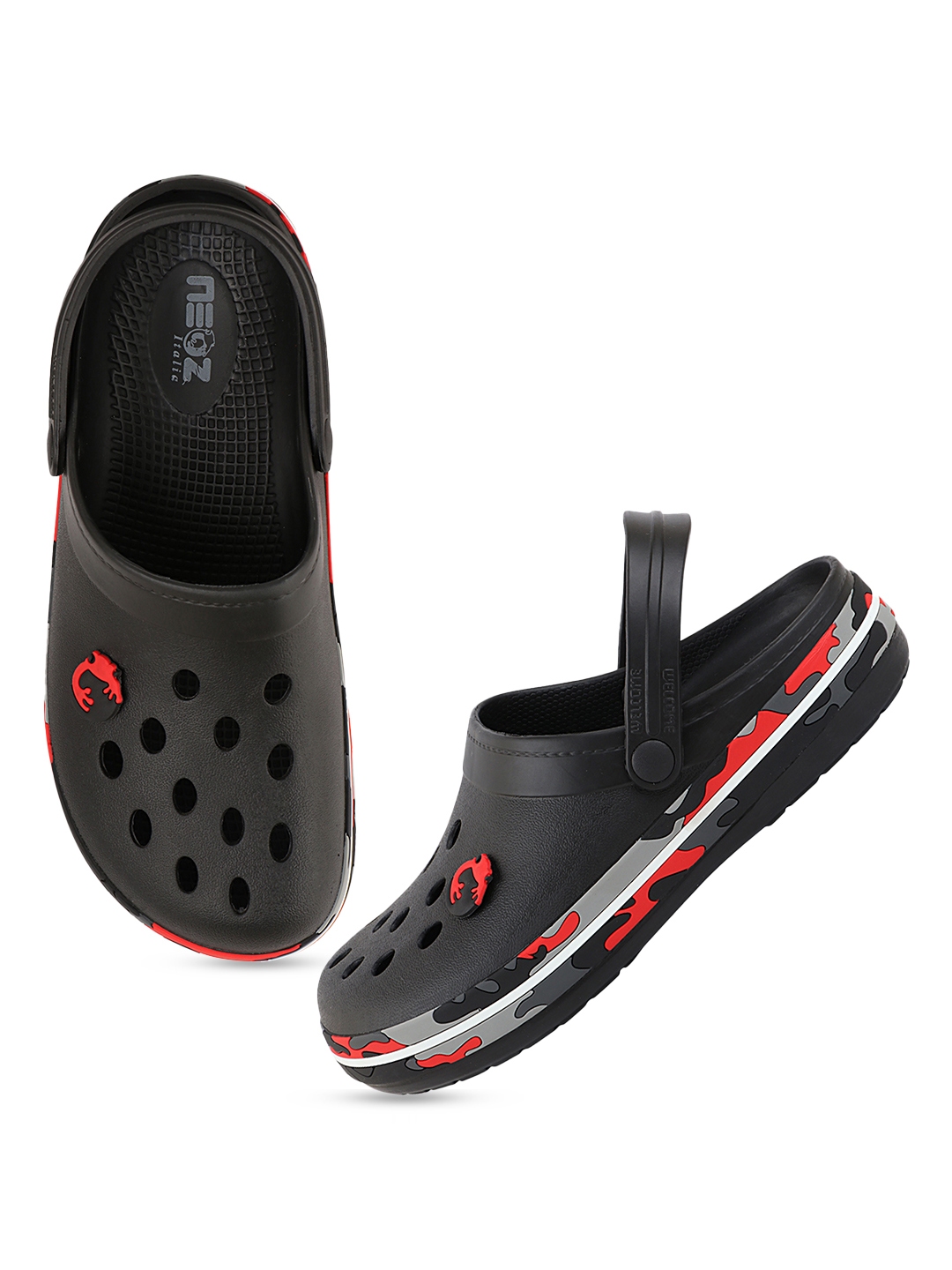 Buy NEOZ Men Black & Red Rubber Clogs - Flip Flops for Men 16572890 | Myntra