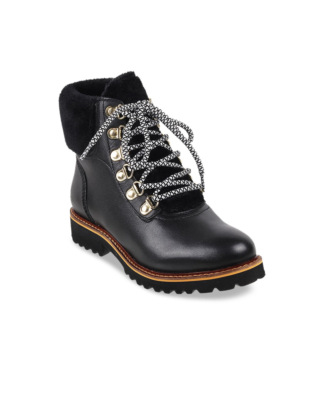 Buy Metro Women Black Flat Boots Boots for Women 16573078 Myntra