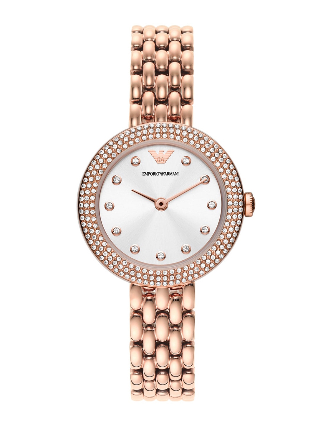 Buy Emporio Armani Women Silver Dial & Rose Gold Stainless Steel ...