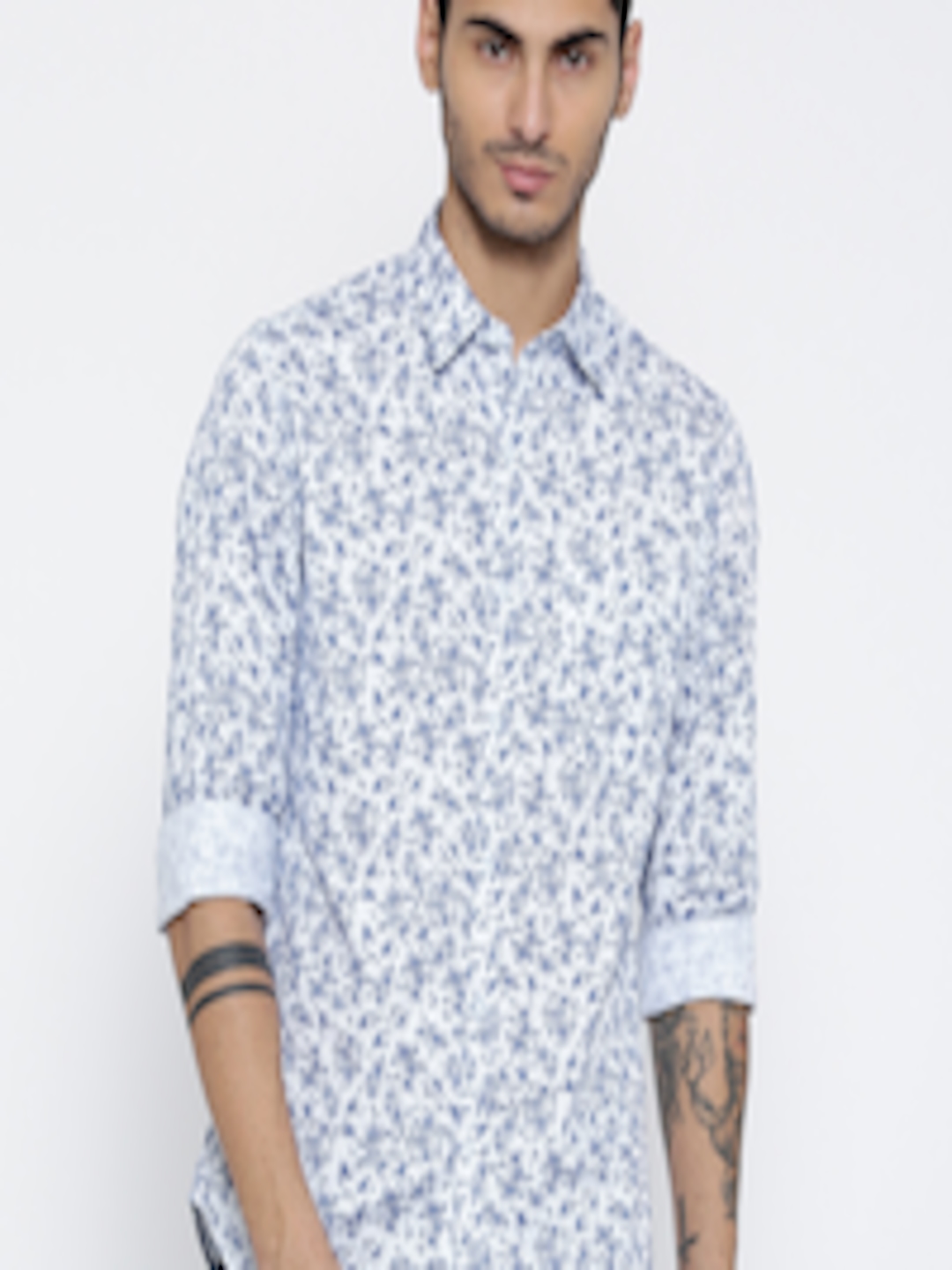 Buy John Players Men White & Blue Floral Print Casual Shirt - Shirts ...