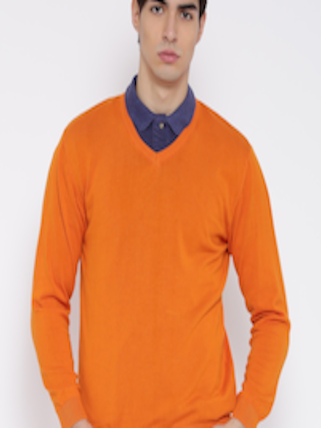 Buy Wills Lifestyle Men Orange Solid Sweater - Sweaters for Men 1657910 ...