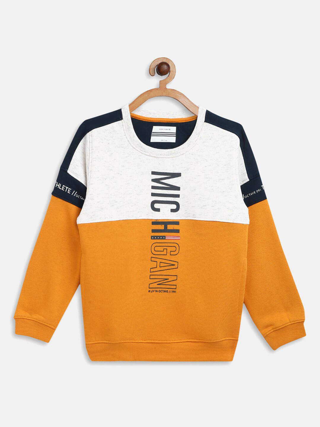 Buy Octave Boys Mustard & White Colourblocked Sweatshirt Sweatshirts for Boys 16582422 Myntra