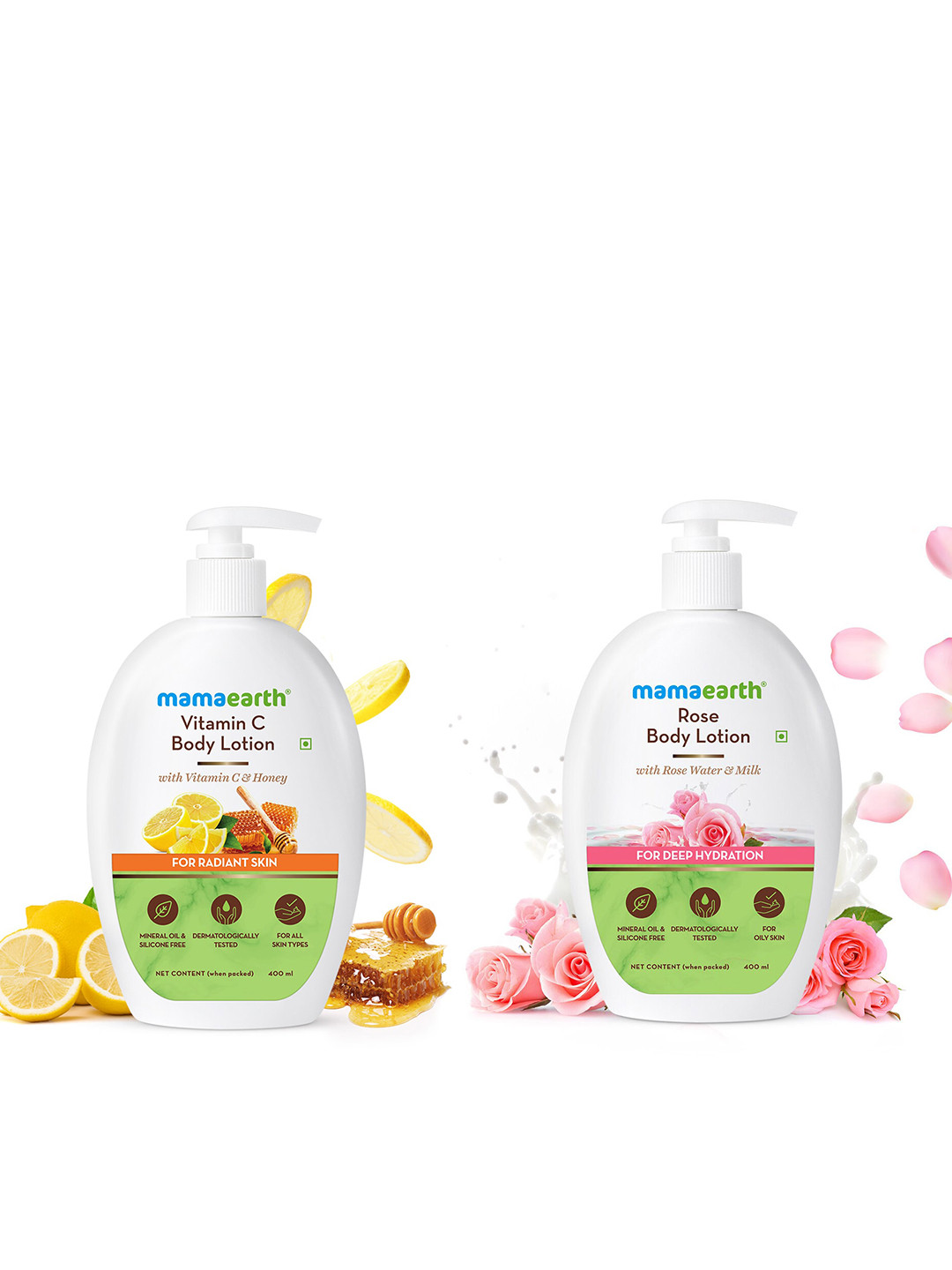 Buy Mamaearth Set Of Rose & Vitamin C Body Lotions Body Cream And