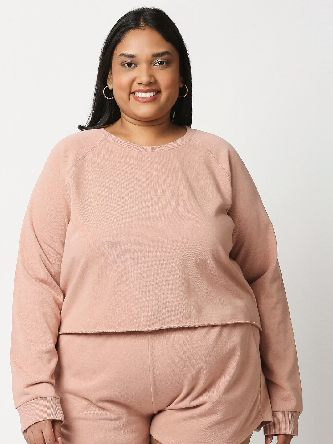 Pink sweatshirt plus size clearance