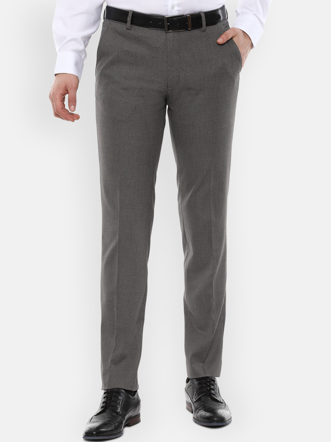 Buy Van Heusen Men Grey Slim Fit Trousers - Trousers for Men 16585190 ...