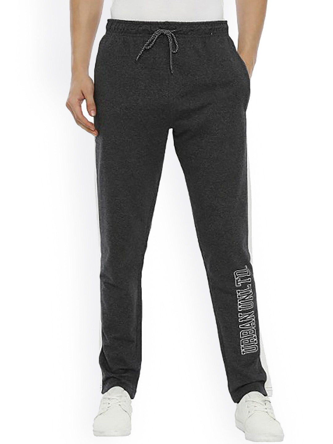 Buy MASH UNLIMITED Men Charcoal Grey Coloured Solid Cotton Track Pants
