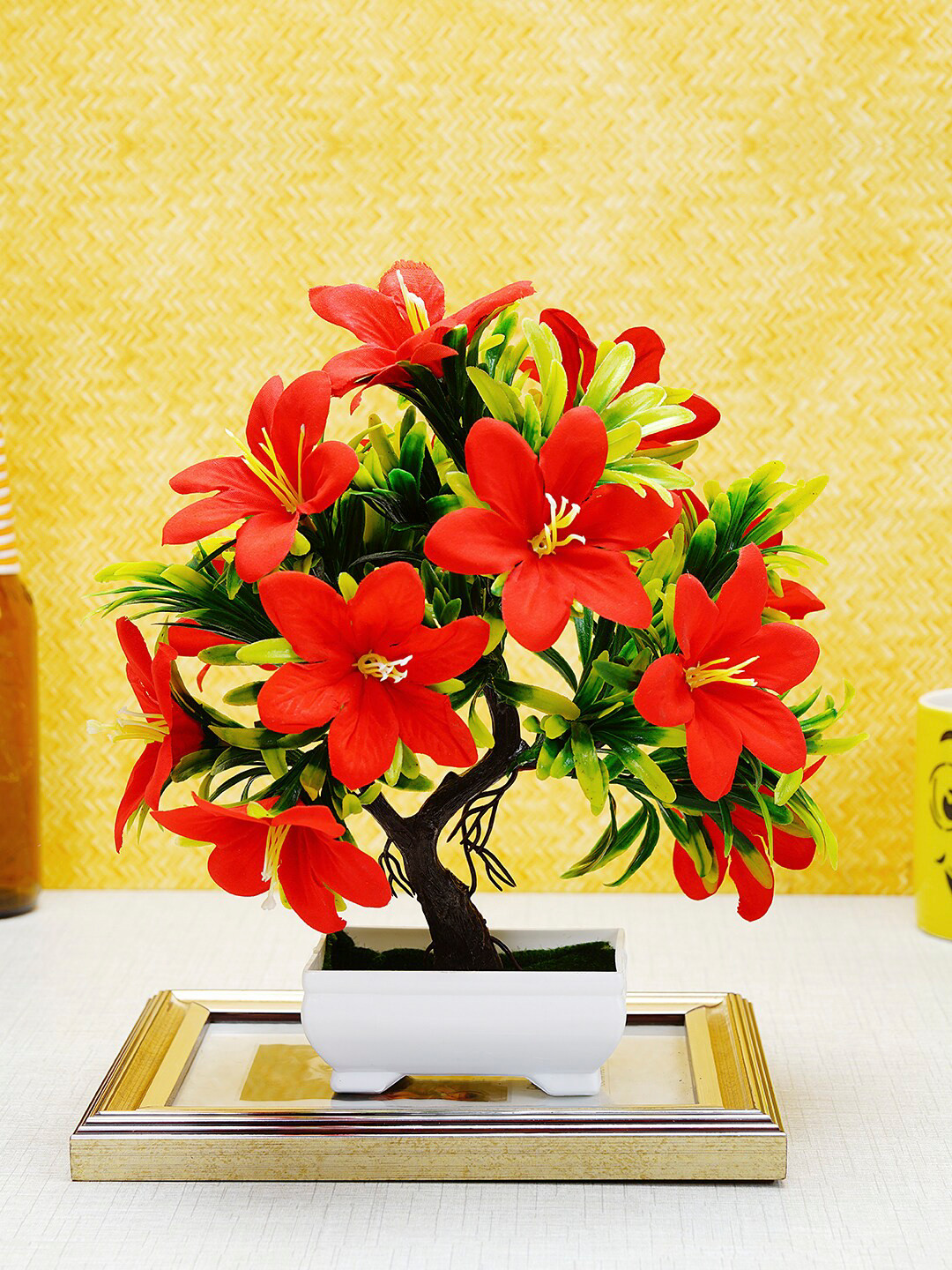 Buy Dekorly Red & Green Artificial Flower And Plant For Home And Office