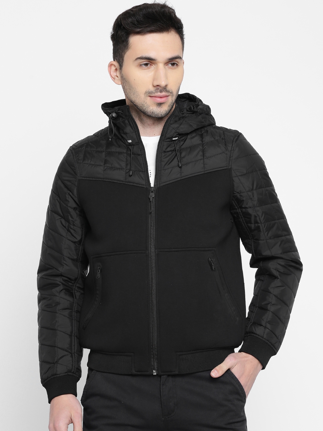 Buy Celio Men Black Solid Bomber Jacket - Jackets for Men 1659439 | Myntra