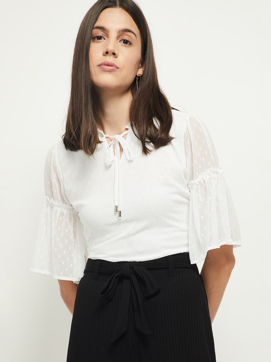 Buy Max White Tie Up Neck Top - Tops for Women 16594734 | Myntra