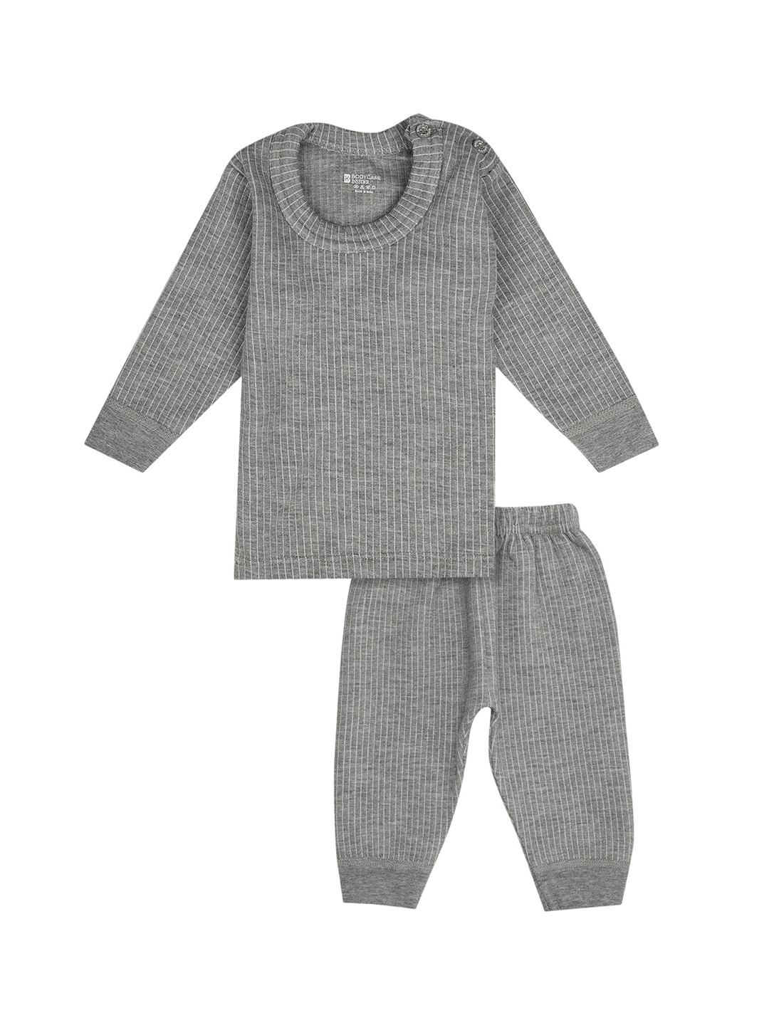 Buy BODYCARE INSIDER Infant Kids Grey Melange Striped Thermal Set