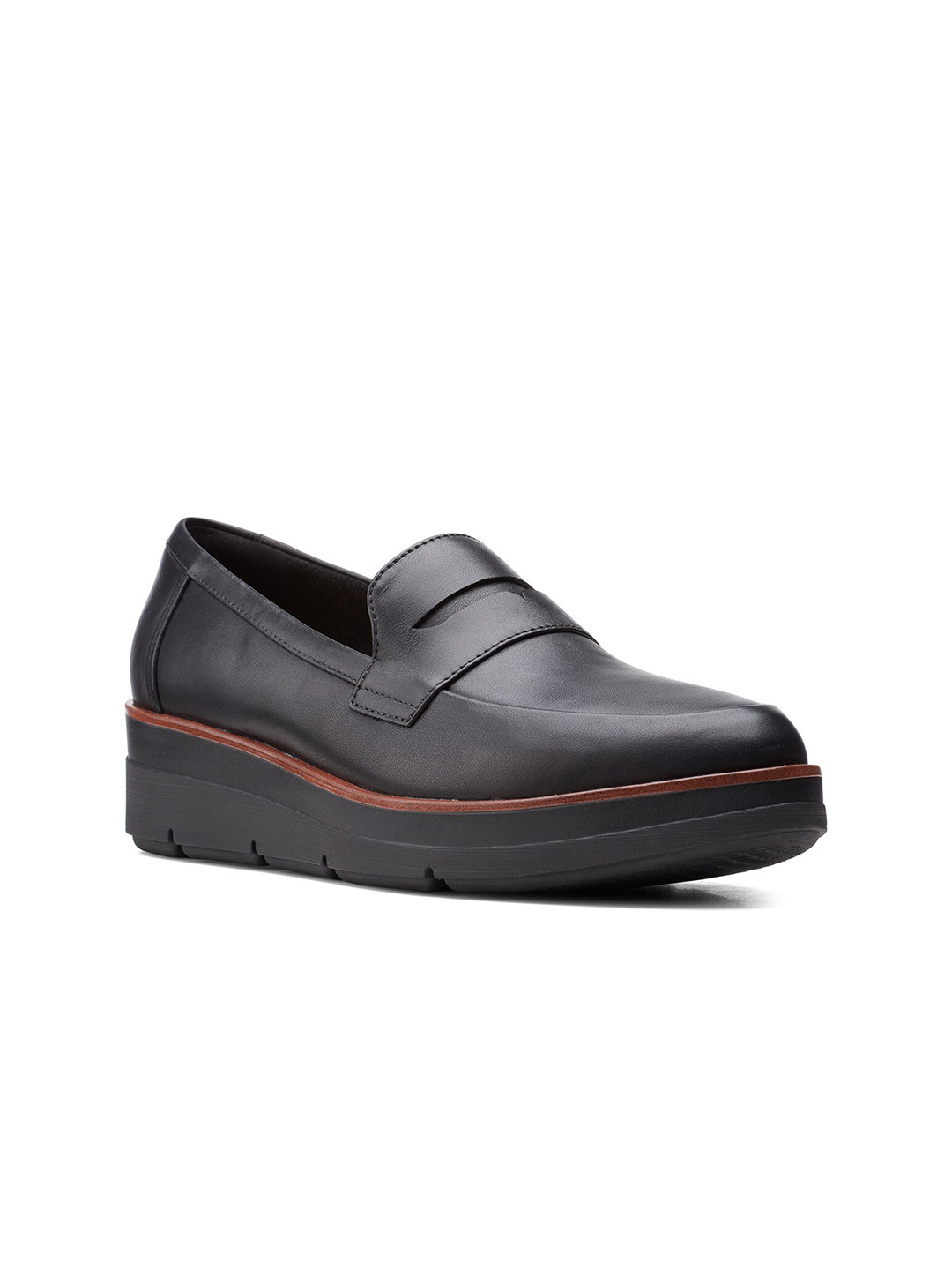 clarks ladies black flat shoes