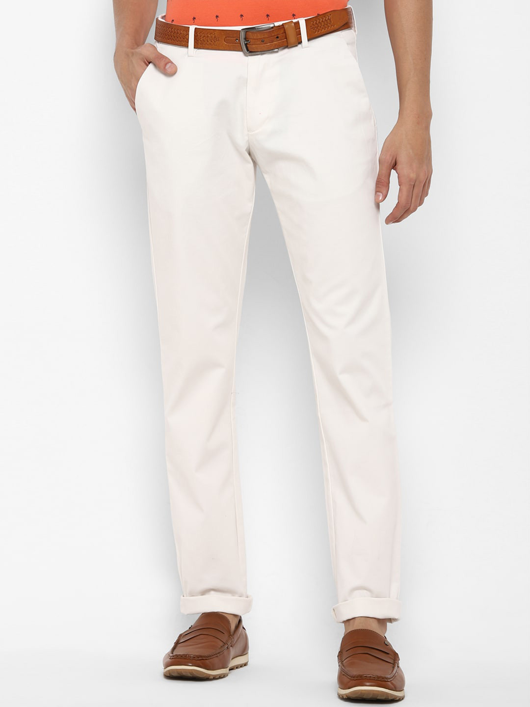 Buy Allen Solly Men Cream Coloured Slim Fit Trousers Trousers for Men